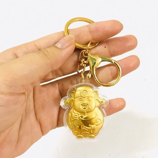 [Sẵn Hàng] Móc Khóa Ông Thần Tài Mạ Vàng Cao Cấp Treo Oto - Xe Máy Phong Thủy May Mắn