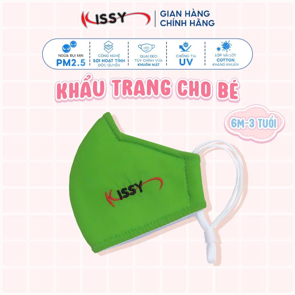 Ảnh Khẩu Trang Kissy 5D Trẻ Em 6 tháng Đến 3 Tuổi Chống Nắng Và Bụi Mịn Hiệu Quả Họa Tiết Trơn Chống Tia UV 1