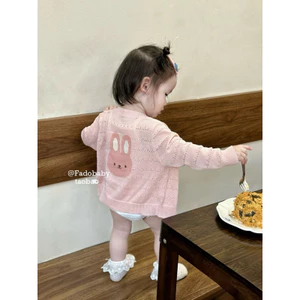 Áo khoác len cardigan lỗ thông hơi hoạ tiết ngộ nghĩnh đáng yêu cho bé trai bé gái