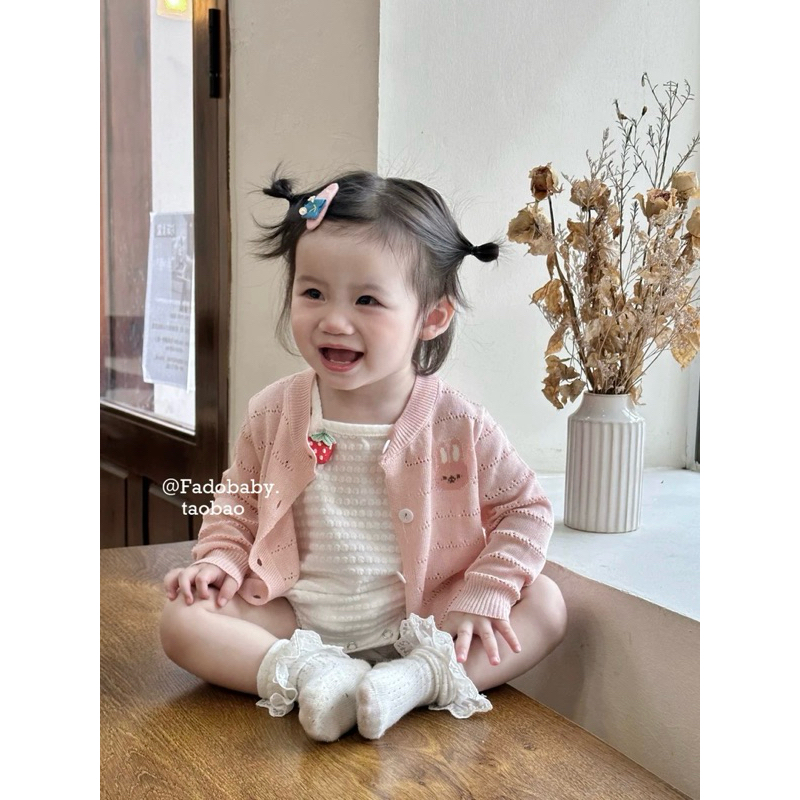 (Order) Áo khoác len cardigan lỗ thông hơi hoạ tiết ngộ nghĩnh đáng yêu cho bé trai bé gái