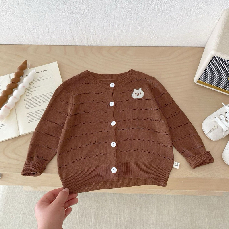 (Order) Áo khoác len cardigan lỗ thông hơi hoạ tiết ngộ nghĩnh đáng yêu cho bé trai bé gái