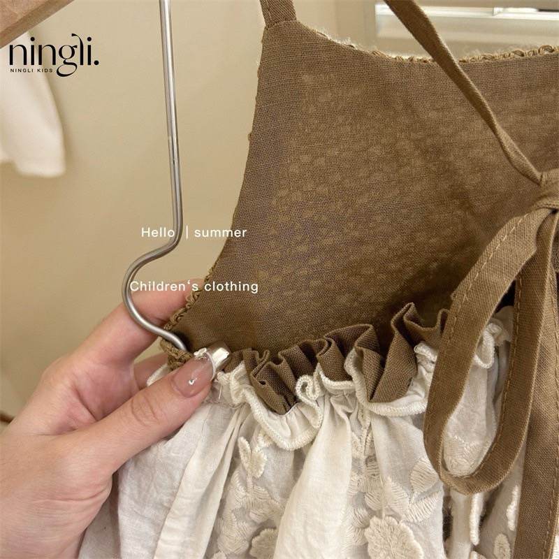(Order) Váy liền 2 lớp màu nâu tây hở lưng tặng kèm khăn