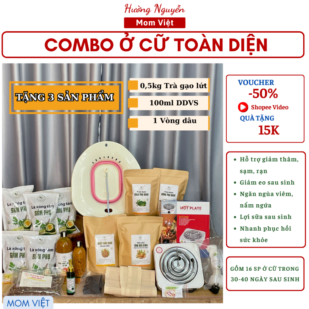 Combo cho bà bầu 🎁 MOM VIỆT 🎁 Bộ sau sinh cho mẹ ở cữ , xông tắm sau sinh , lợi sữa , hết thâm rạn , hồi phục sức khỏe
