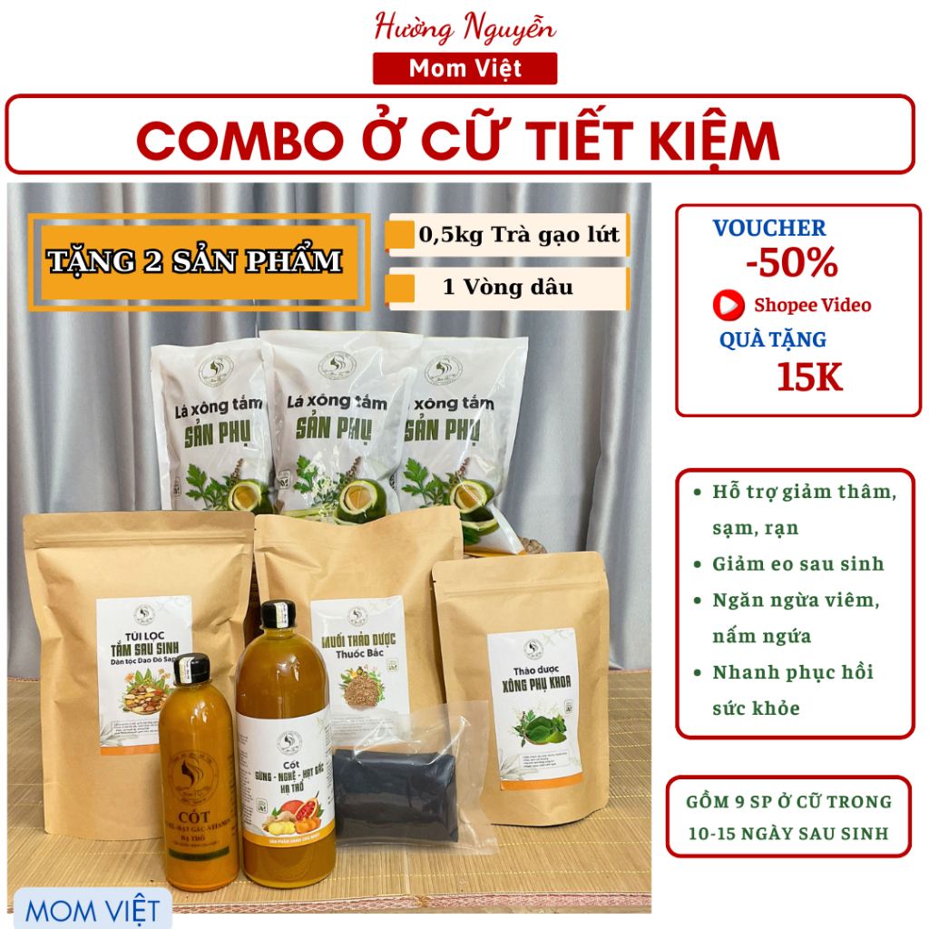 Combo cho bà bầu 🎁 MOM VIỆT 🎁 Bộ sau sinh cho mẹ ở cữ , xông tắm sau sinh , lợi sữa , hết thâm rạn , hồi phục sức khỏe