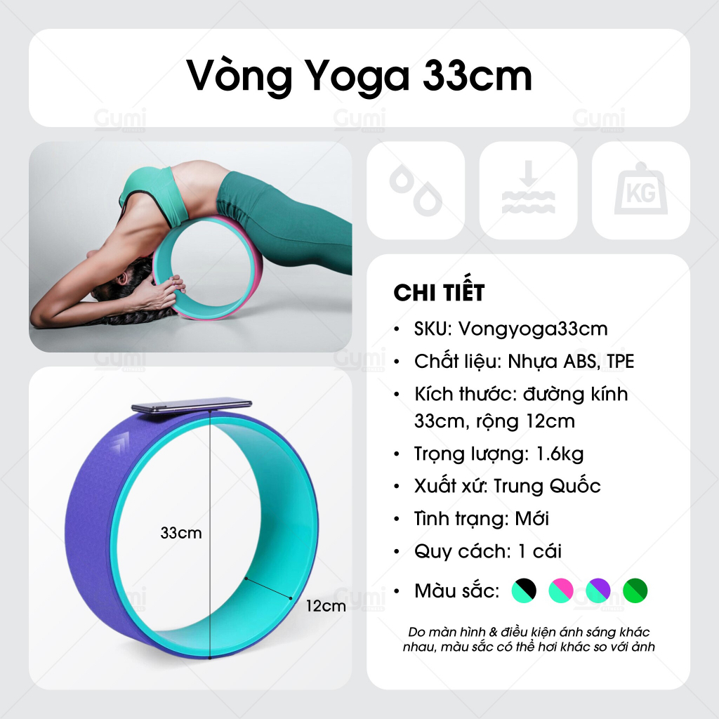 Vòng Tập Yoga 33cm - Yoga Wheel, Khung Nhựa ABS Bọc TPE - Uốn Lưng, Căn Cơ, Massage, Thư Giãn - Vong33cm