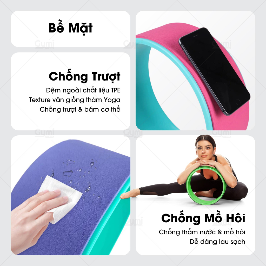 Vòng Tập Yoga 33cm - Yoga Wheel, Khung Nhựa ABS Bọc TPE - Uốn Lưng, Căn Cơ, Massage, Thư Giãn - Vong33cm