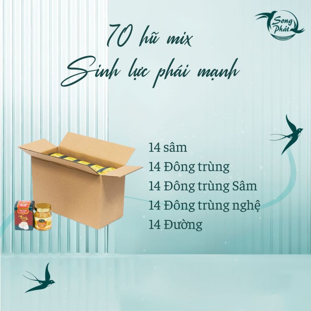Thùng 70 hũ tổ yến Mix vị Song Phát tăng cường sức khỏe nhanh chóng làm chậm quá trình lão hóa 70ml