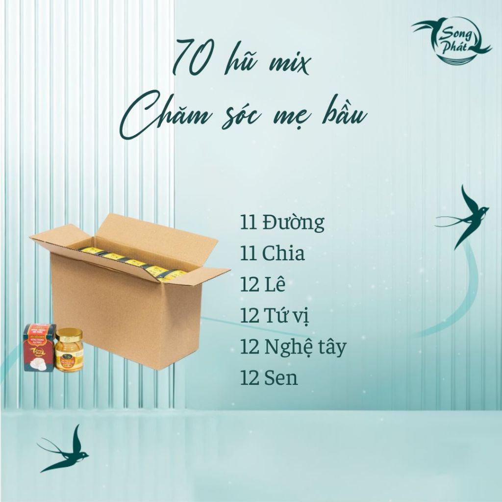 Thùng 70 hũ tổ yến Mix vị Song Phát tăng cường sức khỏe nhanh chóng làm chậm quá trình lão hóa 70ml