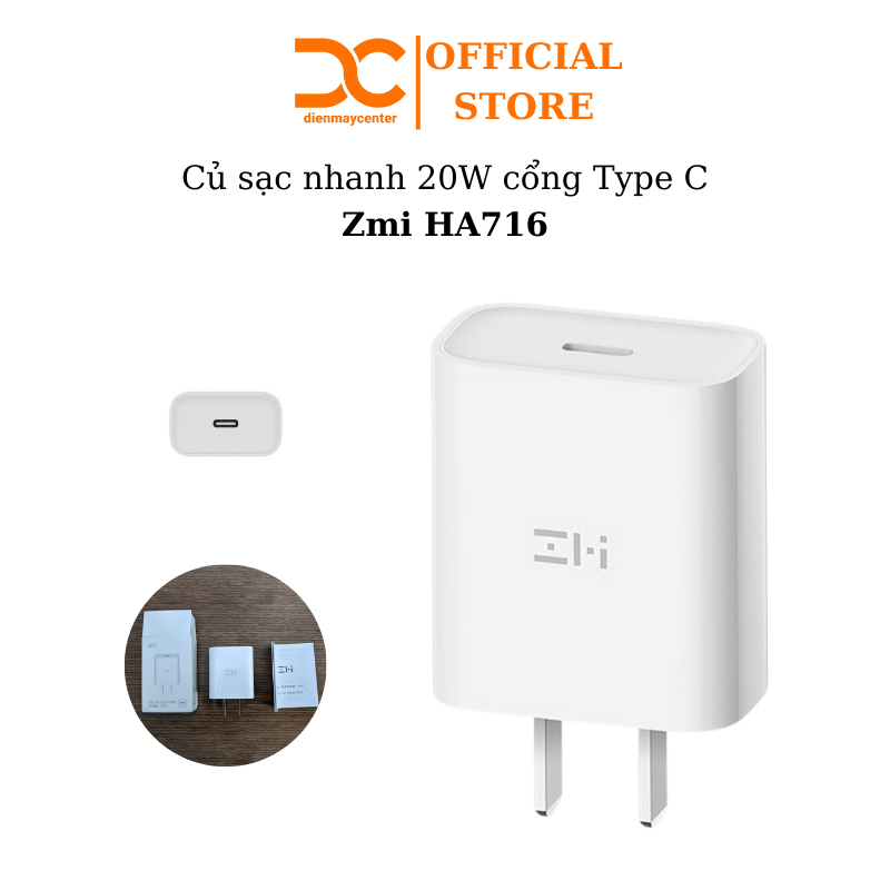 Ảnh Củ sạc nhanh PD Type C 20W Xiaomi ZMI HA716 chuẩn PD 3.0/dây cáp sạc Al873K/AL872/AL870/AL871 1