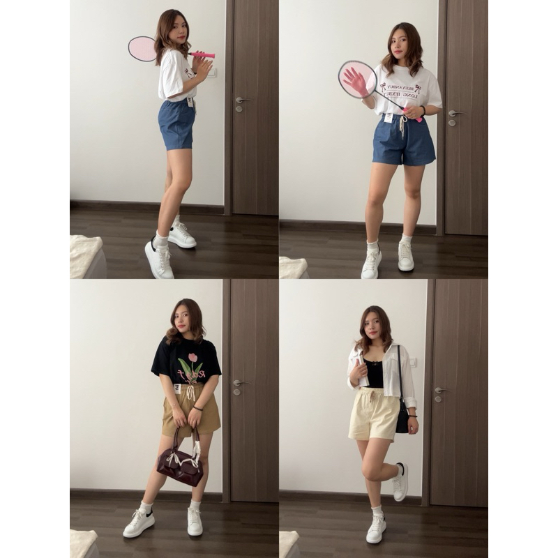 Quần short trơn basic cạp chun mùa hè thoáng mát dành cho nữ nhiều màu - SANA CLOSET #222