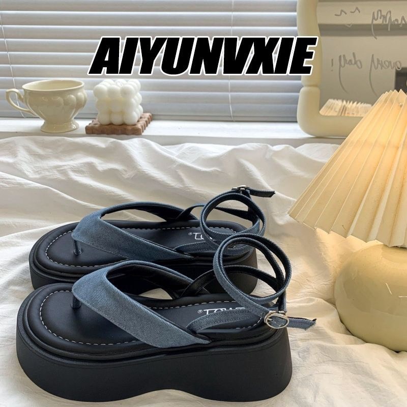 (Sẵn xanh 38) Dép Sandal Quai Hậu Xỏ Ngón Đế Độn Siêu Êm Điệu Đà phong cách Ulzzang