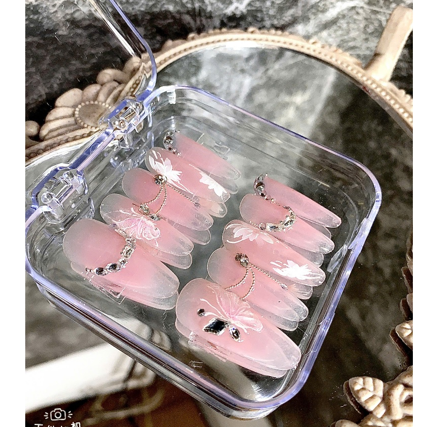 Nailbox nail thiết kế ,mẫu ombre hồng tiểu thư (kèm ảnh thật ) ib để được hỗ trợ đo size tay