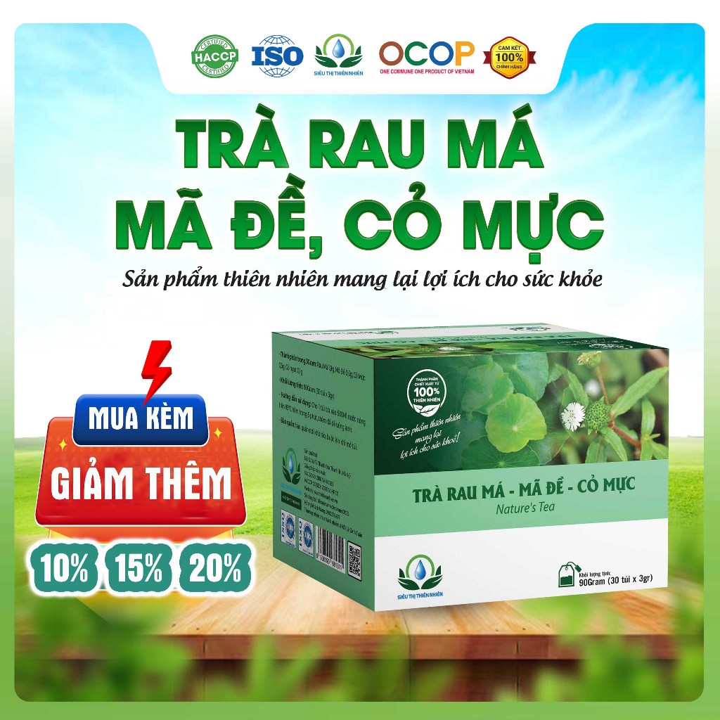 Trà Rau Má Mã Đề Cỏ Mực Hộp 30 Túi Lọc Siêu Thị Thiên Nhiên | Shopee ...