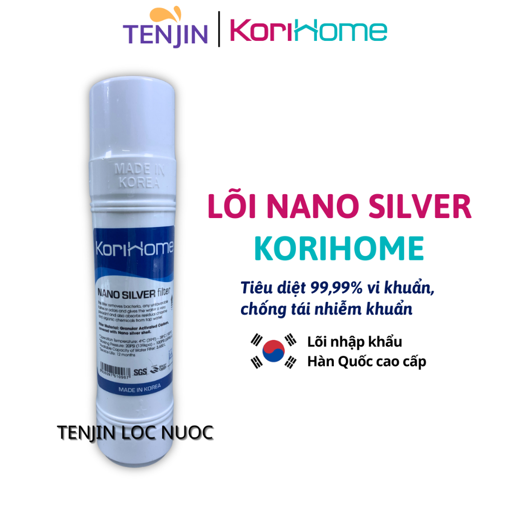 Lõi Chức Năng Nano Silver Korihome Diệt Khuẩn Dạng Cắm Nhanh Chữ U Sản Xuất Tại Hàn Quốc - Dòng Cao Cấp Của Karofi