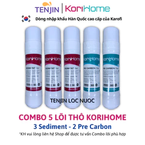 Combo 5 Lõi Lọc Thô Korihome Gồm 3 Sediment 2 Pre Carbon Cắm Nhanh Dạng U Sản Xuất Hàn Quốc - Dòng Cao Cấp Của Karofi
