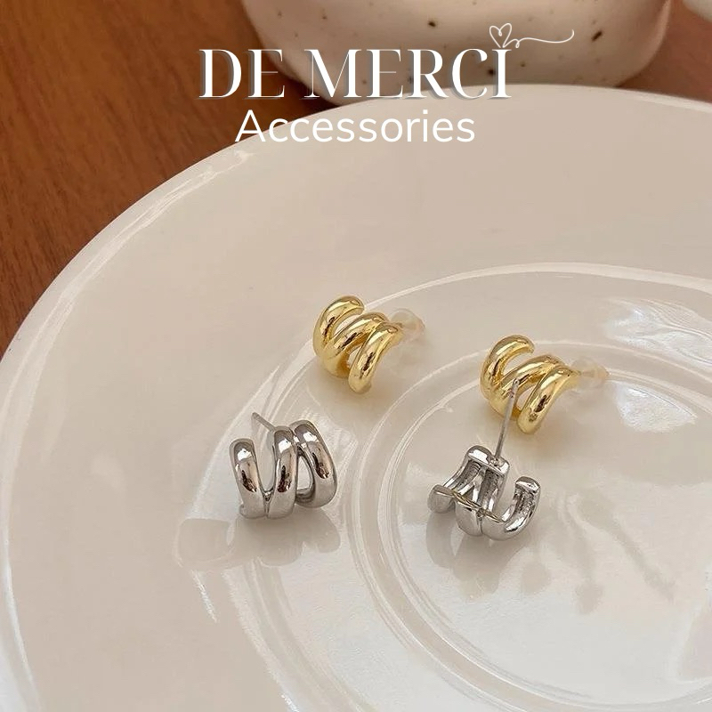 Khuyên tai DE MERCI ACCESSORIES bông tai hình xoắn ốc phủ bóng phụ kiện trang sức nữ cá tính BT014