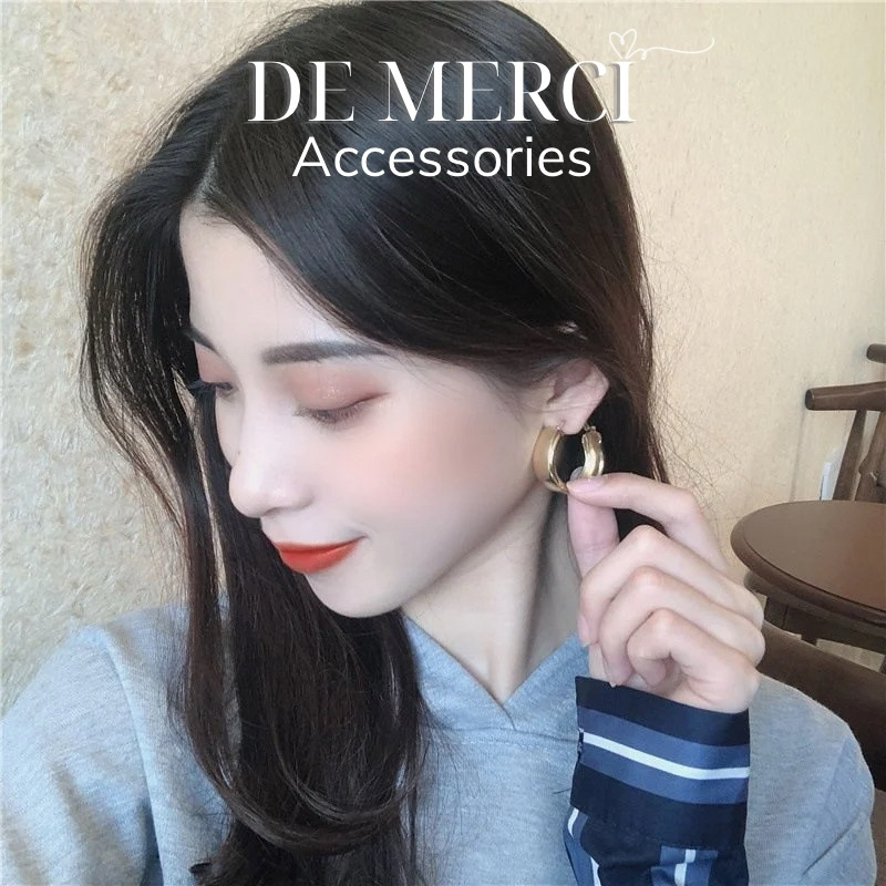 Khuyên tai nữ chuôi bạc 925 DE MERCI ACCESSORIES hình tròn nữ cá tính BT017