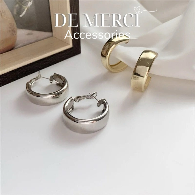 Khuyên tai nữ chuôi bạc 925 DE MERCI ACCESSORIES hình tròn nữ cá tính BT017