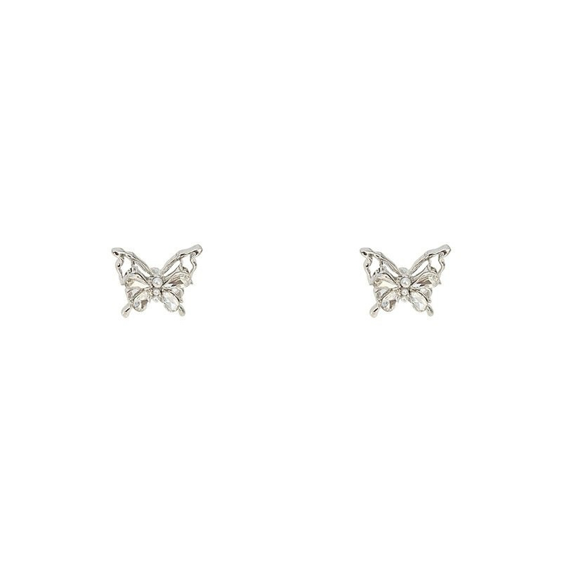 Khuyên tai nữ chuôi bạc 925 DE MERCI ACCESSORIES hình Bướm phủ bóng phụ kiện trang sức cá tính BT018