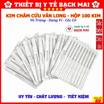 Kim Châm Cứu Vân Long- Kim Châm Cứu vô trùng dạng vỉ- Đầy đủ kích thước- Hộp 100 Kim