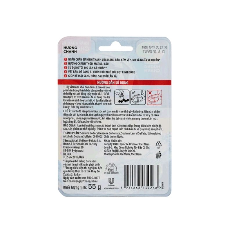 Viên Treo Bồn Cầu VIM POWER 5 sach khuẩn thơm mát 55g/viên