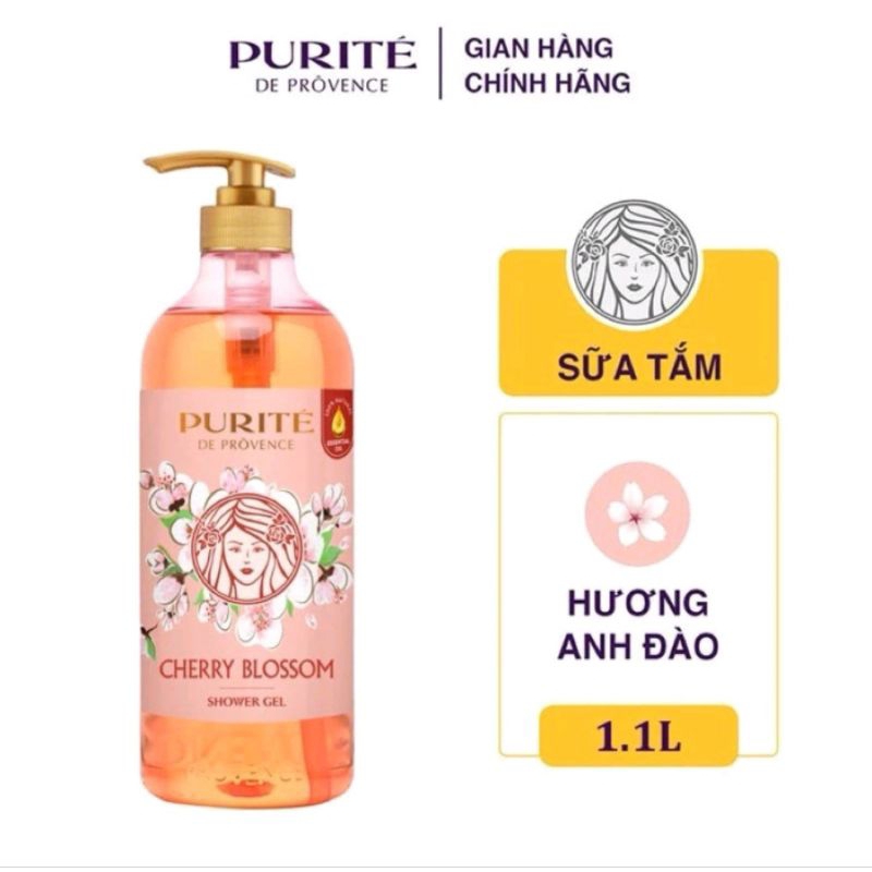 Sữa tắm dưỡng ẩm da Purite hương hoa anh đào 1100ml