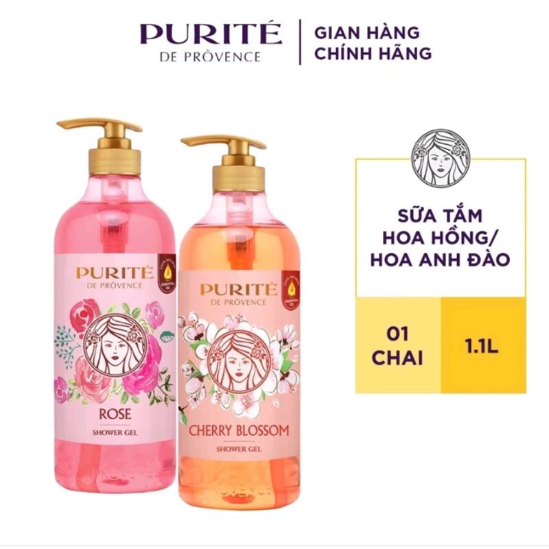 Sữa tắm dưỡng ẩm da Purite hương hoa anh đào 1100ml