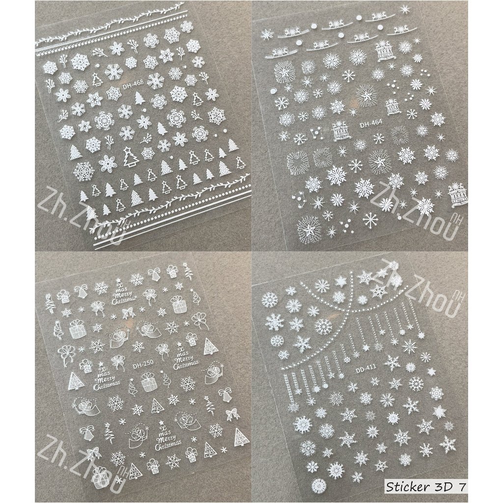 Sticker Ông Già Noel,sticker noel, Bông Tuyết Mẫu Mới- Trang Trí Móng Nail Nghệ Thuật Mùa Giáng Sinh 2026