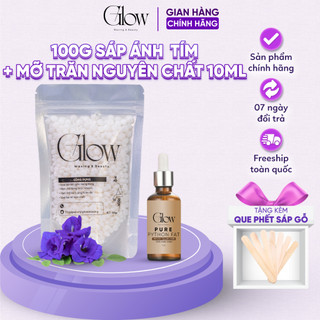 Combo 100Gr Sáp Ánh Tím Dùng Cho Da Nhạy Cảm GLOWWAXING + Mỡ Trăn Nguyên Chất 10ml Tặng Que CHE TÊN