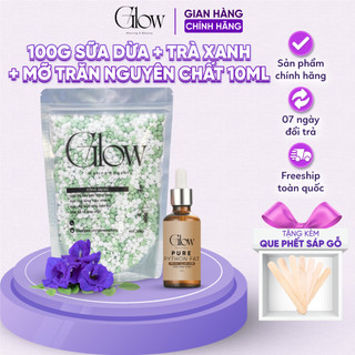 Combo 100Gr Sáp Wax Lông Trà Xanh Mix Sữa Dừa Premium GLOW WAXING + Mỡ Trăn Nguyên Chất 10ml CHE TÊN