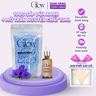 Combo 100Gr Sáp Dừa Xanh Cao Cấp GLOW WAXING + Mỡ Trăn Nguyên Chất 10ml Tặng Que CHE TÊN