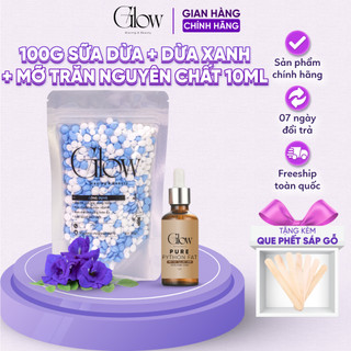Combo 100Gr Sáp Wax Lông Dừa Xanh Mix Siêu Bám Lông GLOW WAXING + Mỡ Trăn nguyên Chất 10ml CHE TÊN