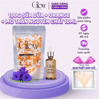 Combo 100Gr Sáp Wax Lông Nóng Sữa Dừa Orange Cao Cấp GLOW WAXING + Mỡ Trăn Nguyên Chất 10ml CHE TÊN
