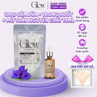 Combo 100Gr Sáp Wax Lông Premium Sữa Dừa Mix Trong Suốt GLOW WAXING + Mỡ Trăn Nguyên Chất 100% 10ml