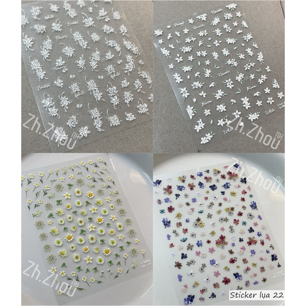 Sticker miếng dán móng tay hoa rơi,sticker sò biển, sticker hoa các mẫu hot trend cập nhập liên tục năm 2025
