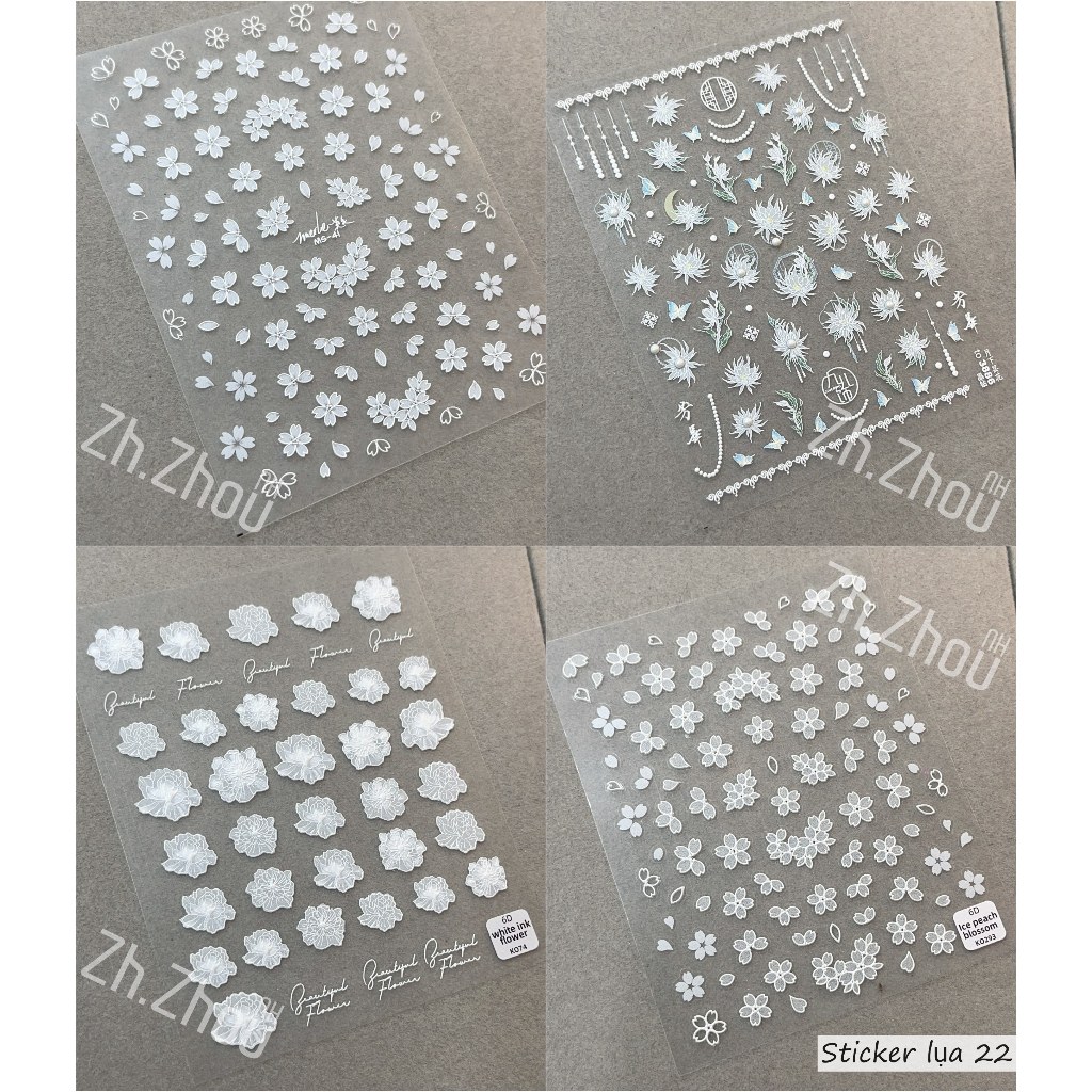 Sticker miếng dán móng tay hoa rơi,sticker sò biển, sticker hoa các mẫu hot trend cập nhập liên tục năm 2025