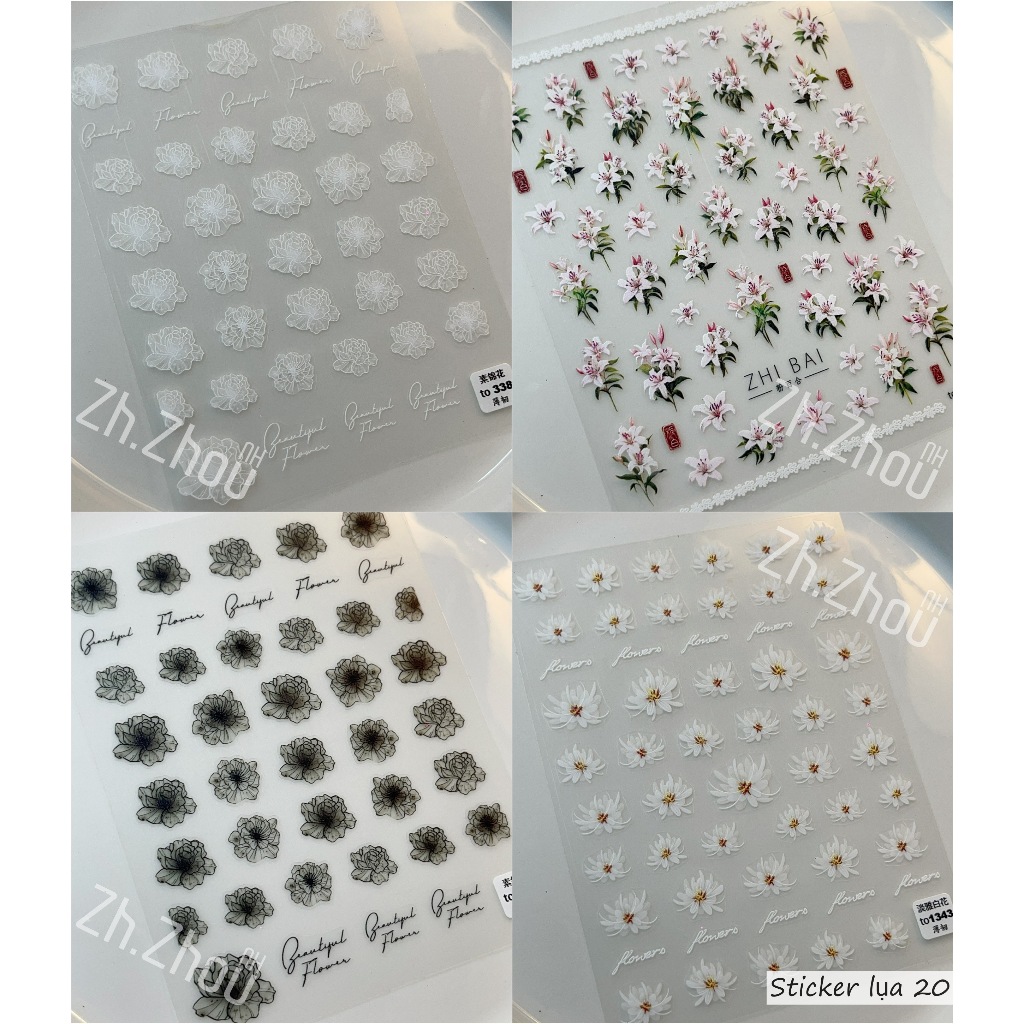 Sticker miếng dán móng tay hoa rơi,sticker sò biển, sticker hoa các mẫu hot trend cập nhập liên tục năm 2025