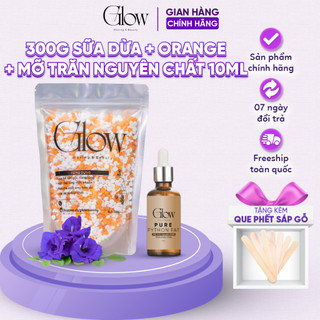 Combo 300Gr Sáp Wax Lông Nóng Sữa Dừa Orange Cao Cấp GLOW WAXING + Mỡ Trăn Nguyên Chất 10ml CHE TÊN