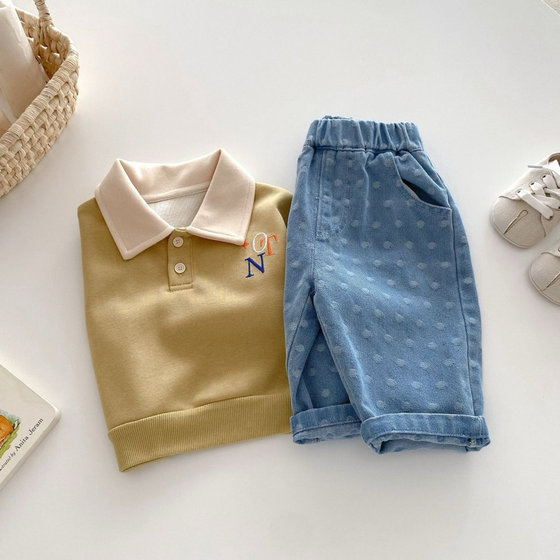 (Order) Quần jean chấm bi xước phong cach Hàn Quốc dành cho bé trai - bé gái