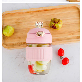 Bình thủy tinh Tai Thỏ dễ thương dung tích 400ml kèm nắp tai thỏ dễ thương và ống hút cho bé mang đi học