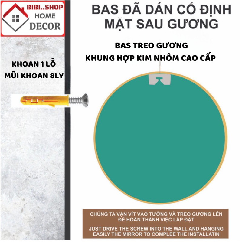 Gương nhà tắm khung nhôm cao cấp [ HÀNG CÓ SẴN ] , Gương treo tường trang điểm phong cách bắc âu sang trọng