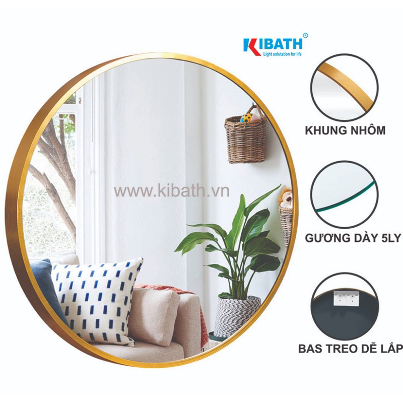 Gương Treo Tường Gương Tròn Khung Hợp Kim Nhôm Cao Cấp Sang Trọng [ĐÓNG HỘP - FULL PHỤ KIỆN]