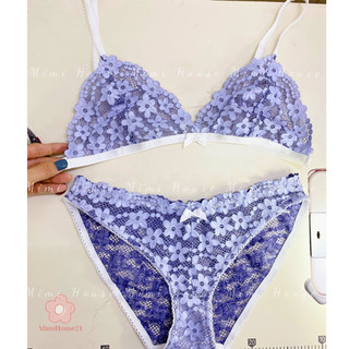 Set đồ lót ren tone xanh gợi cảm
