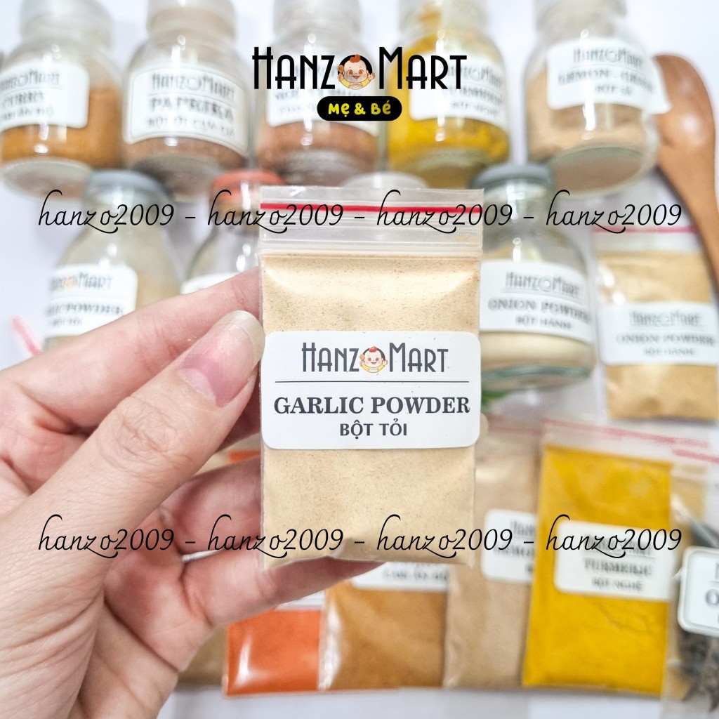 Bột hành tỏi quế/bột nghệ/ớt cựa gà cà ri cho bé ăn dặm