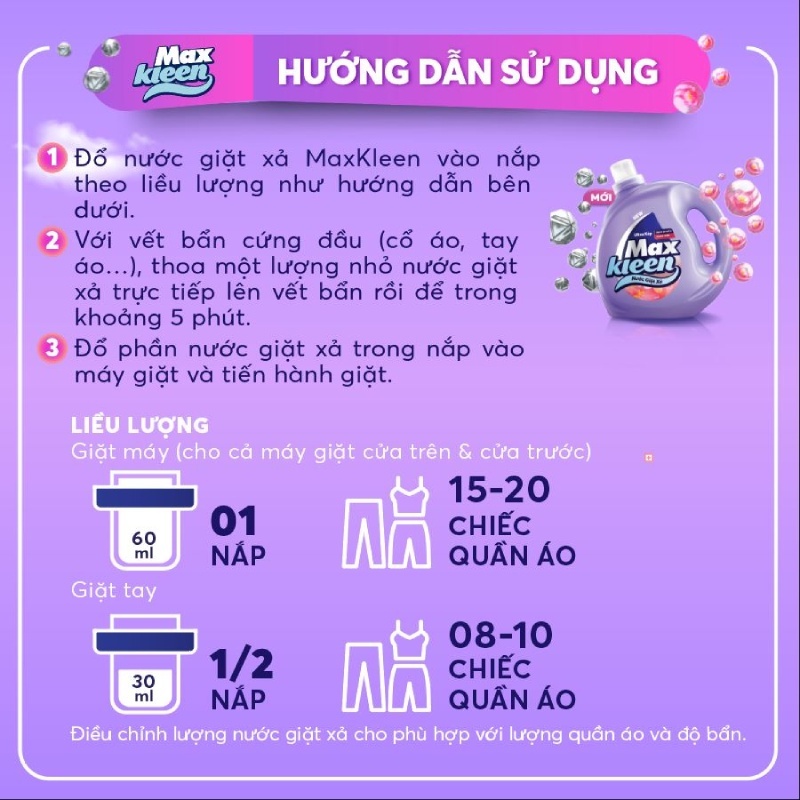 Ảnh Combo 2 túi nước giặt xả Maxkleen 2.4kg:Huyền Diệu (new) 3