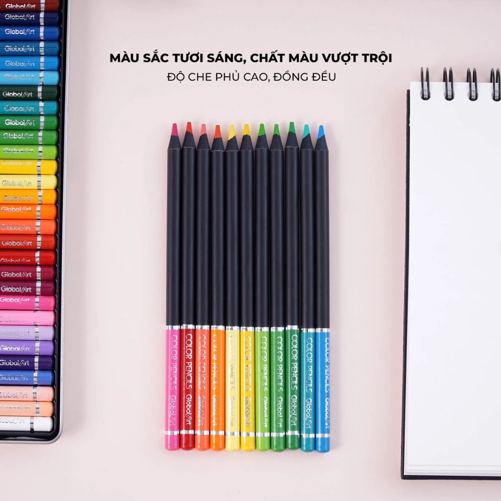 [Tặng Quà] Bút Chì Màu Gốc Dầu 36/71 Màu Global Art Hộp Thiếc Lõi Chì 4mm Màu Sắc Đậm Mịn Dễ Blend M