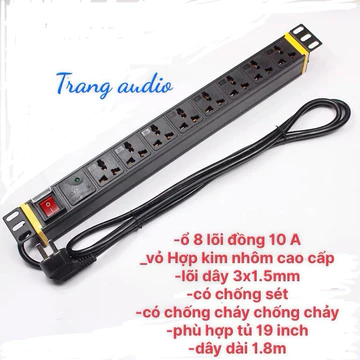 ổ cắm điện thanh nguồn PDU 8 chấu lõi đồng cao cấp có chống sét