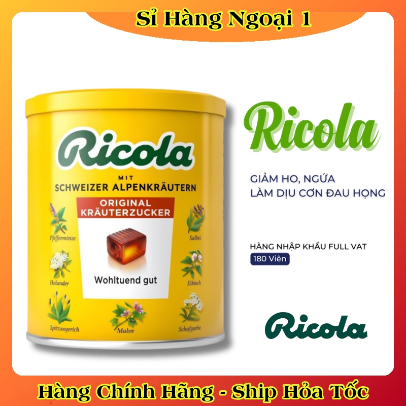 [Hàng nội địa Đức ĐỦ BILL] Kẹo ngậm ho RICOLA Đức giúp giảm ho, ngứa rát cổ họng