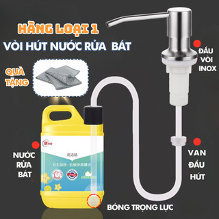 Combo vòi bơm dẫn nước rửa chén, xà phòng chất liệu inox 304 lắp bồn rửa bát xoay 360 độ LUXHOME