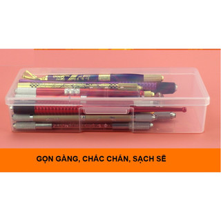-Hộp nhựa chữ nhật đựng chì vẽ, dao điêu khắc, kim, ngòi phun xăm rất tiện dụng